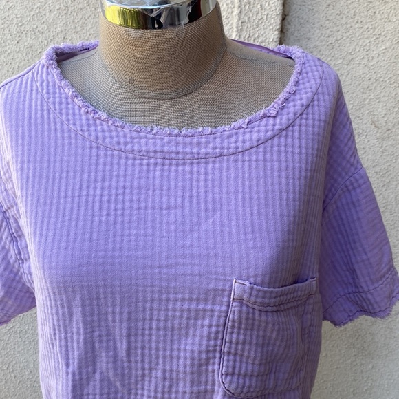 We the Free by Free People 100% cotton Palo Alto magical lavender top w/ pocket - Picture 4 of 12